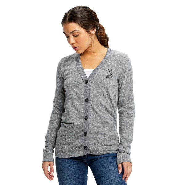 *ONLY TWO LEFT* US Blanks Ladies’ 4.9oz Long-Sleeve Cardigan Grey